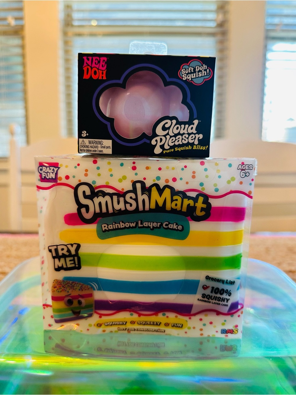 🩷☁️🎂🩵 Birthday Bundle!!! Viral NeeDoh Cloud and Five Below Rainbow Cake 🩷☁️🎂🩵